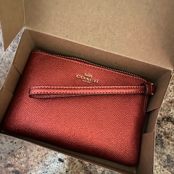 Coach Red Shimmer Wristlet - Picture 2 of 4